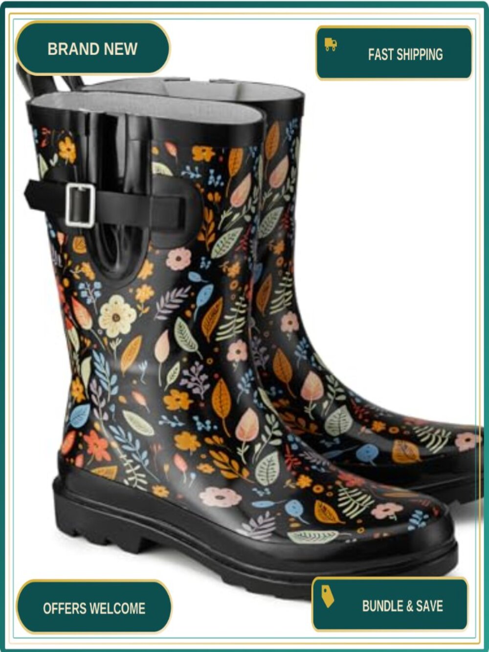 HISEA Waterproof Rubber Rain Boots Insulated Chelsea Mid-Calf